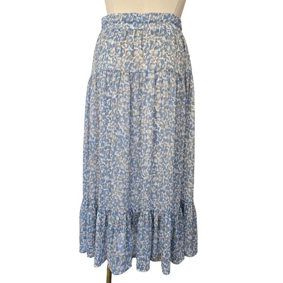 DKNY Animal Print Tiered Maxi Skirt Size L Boho Y2K Cottagecore - Picture 6 of 13